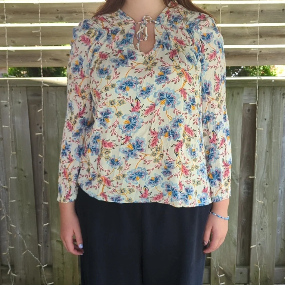 Sweet prairie floral boho blouse w cottage core/folk/peasant vibe - Picture 12 of 12